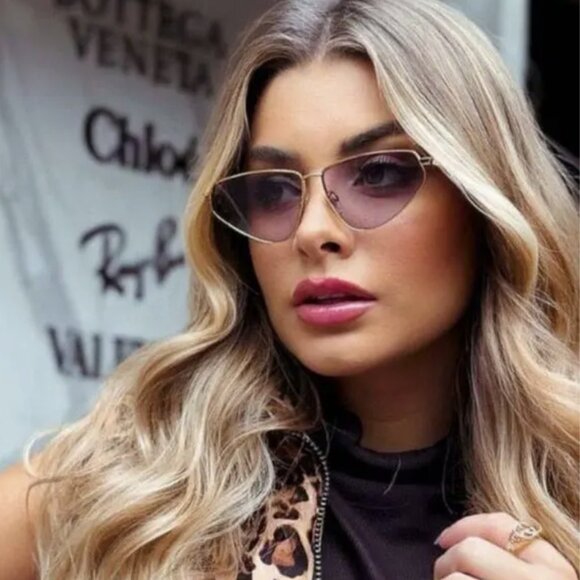 NEW FENDI CAT EYE SUNGLASSES, PURPLE GOLD WOMEN EYEWEAR FENDI - Picture 1 of 4